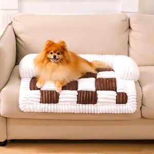 Cozy White and Brown Pet Sofa Bed